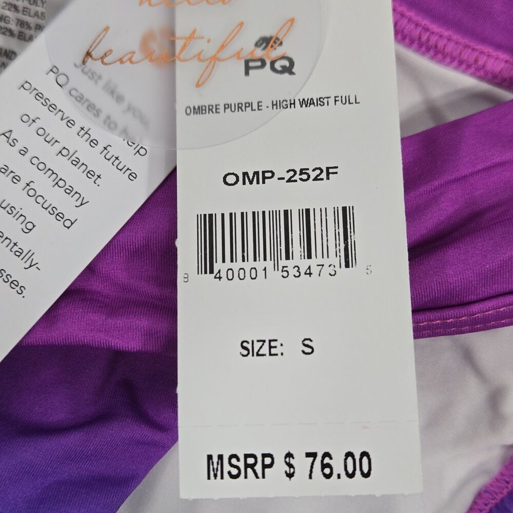 PilyQ Women's Size Small Ombre Purple 2 Piece Bikini Bandeau Top with Straps NWT - Picture 8 of 9